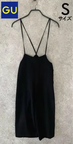 【旅行にも】GU サロペット オールインワン ブラック S 軽量シワになりにくい
