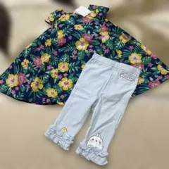 新品！キッズ子ども女の子WILL MERYフラワーワンピース 80センチレギンスのサムネイル