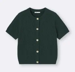 ケーブルメタルボタンカーディガン M 緑 未使用品、タグなし