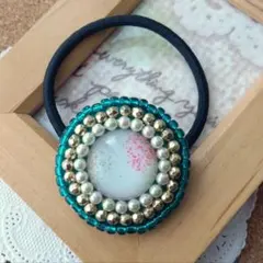 【H-779】ビーズ刺繍ヘアゴム