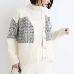 INDIVI【大きいサイズ／ウール混】ジャガード編みニットカーディガン【15】