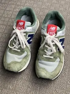 【良品】newbalance 574 スニーカー 27.5cm グリーン/紺