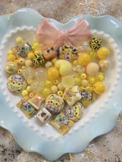 らぶふコラボ　カラフルビーズセット　イエロー　黄色ビーズ