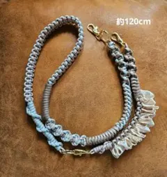 【#396】ピンクベージュ×ライトグレー　フリル　2Wayショルダーストラップ