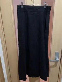 373. GU ブラック ロングスカート 裏地あり ウエストゴム