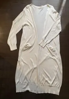 Perle Pêche アイボリー 薄手ロングカーディガン