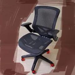 エルゴノミック ブラックメッシュオフィスチェア ローラーなし 対面のみ