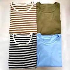 授乳服 長袖・半袖 Tシャツ 4枚セット ボーダー 無地 産後