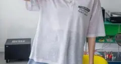 ホワイト プリント Tシャツ M