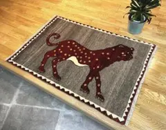 ペルシャ　トライバルラグ　アマレバフト　115×80 ヒョウ　茜色　ブラウン