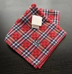 Vivienne Westwood タオルハンカチ チェック柄オーブ刺繍 レッドのサムネイル