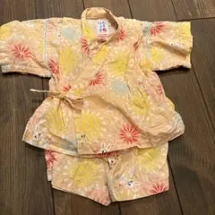 ミキハウス 花柄 ベビー甚平 80cm うさぎ　ピンク　桃色