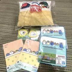 一番くじ　お文具といっしょラストワン賞、ノート、タオル、ワッペン、ぬいぐるみ