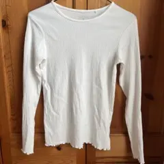 CLARISSA ホワイトリブ長袖Tシャツ