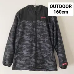 OUTDOOR160cm◆裏起毛フード付きウィンドブレーカー 裏フリース 秋冬