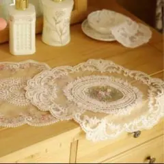 フレンチスタイルアンティーク調 レース刺繍 敷物ドイリーコースターランチョマット