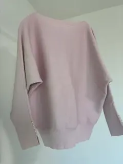 ピンク パール付き袖 ニット トップス
