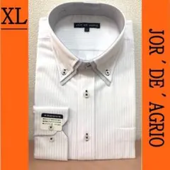 Yシャツ　ビジネス　ダブルカラー　ストライプ　長袖　メンズ　2222-①　XL