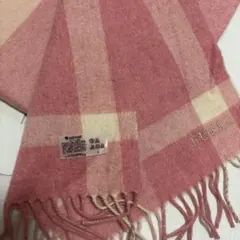 FURLA チェック柄マフラー ピンク S ラメ入り　カシミヤ100%