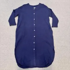 エンジェリーベ ぷくぷく ダブルガーゼ Ｖネック ワンピ 長袖 ネイビー