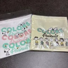 スヌーピー　巾着　Sサイズ　マチ付き　２枚セット　ホワイト　クリーム