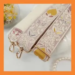 ショルダーストラップ【パールピンク✕ストロベリー】インド刺繍　スマホストラップ