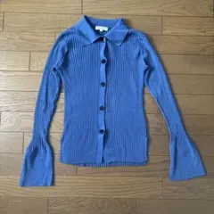 PLST リブニット カーディガン ブルー