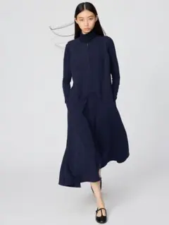 ハーフジップワンピースノースリーブ　L ネイビー　ユニクロ