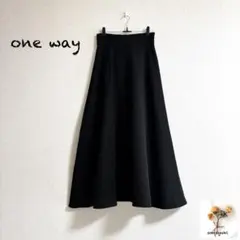 美品　one way バックレースアップ　ロングスカート ブラック