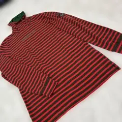 赤と茶色のストライプ タートルネックセーター