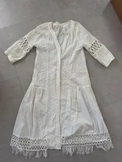 刺繍レース ロングシャツ ホワイトのサムネイル