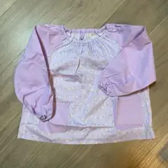 110cm スモック 薄紫色 ドット柄