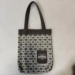 ★平成レトロ★ハート柄キャンバストートバッグ