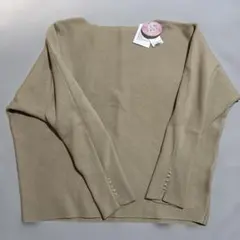 【新品タグ付】ドレスキップ 袖パール ガーター編み ドルマンニット　L