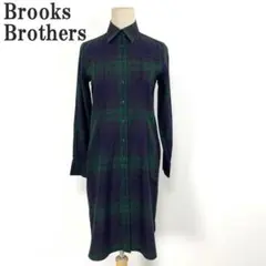 ブルックスブラザーズ 長袖シャツワンピース グリーン コットン ０ C5333