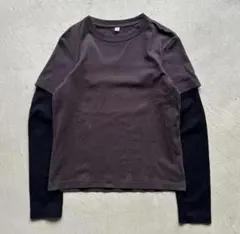 00s old uniqlo l/s レイヤード ロンt カットソー 黒のサムネイル