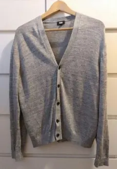 UNIQLO　メンズ Vネックカーディガン　麻混(グレー)のサムネイル
