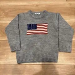 グレー アメリカ国旗ニットセーター 110