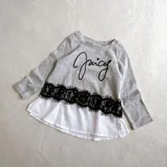 キッズ　ワンピース　女の子　90サイズ　ロンT　長袖　グレー　ドッキングワンピ