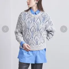 綺麗 UNITED ARROWS ミックスカラー レース ニット プルオーバー