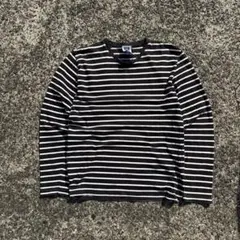 y2k 00s archive 短丈ボーダーロンT長袖カットソー黒/白c-boy