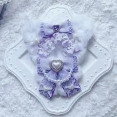 10cm ぬい服　くま　紫パールリボン　着ぐるみ