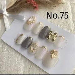 ネイルチップ　No.75 マグネット　リボンネイル　ミラーネイル　ガーリーネイル