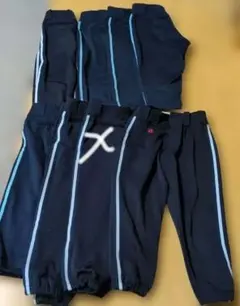 女子ソフトボール　ユニフォームパンツ8セット　紺✕水色ライン