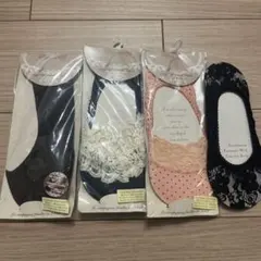 レディース　カバーソックス 4足セット レースドット　パンプス用靴下　靴下