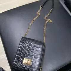 INGNI クロコ調 チェーンショルダーバッグ ブラック