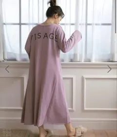 【ViSage】暖かな着心地。プリント入り裏毛起毛ワンピース