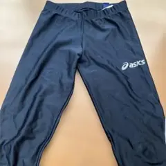 asics ブラックタイツ サイド赤アクセント
