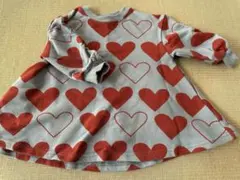 【美品】ハート柄長袖ワンピース 80