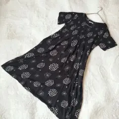 STYLE Collection 花柄 半袖 ロングワンピース ブラック M L